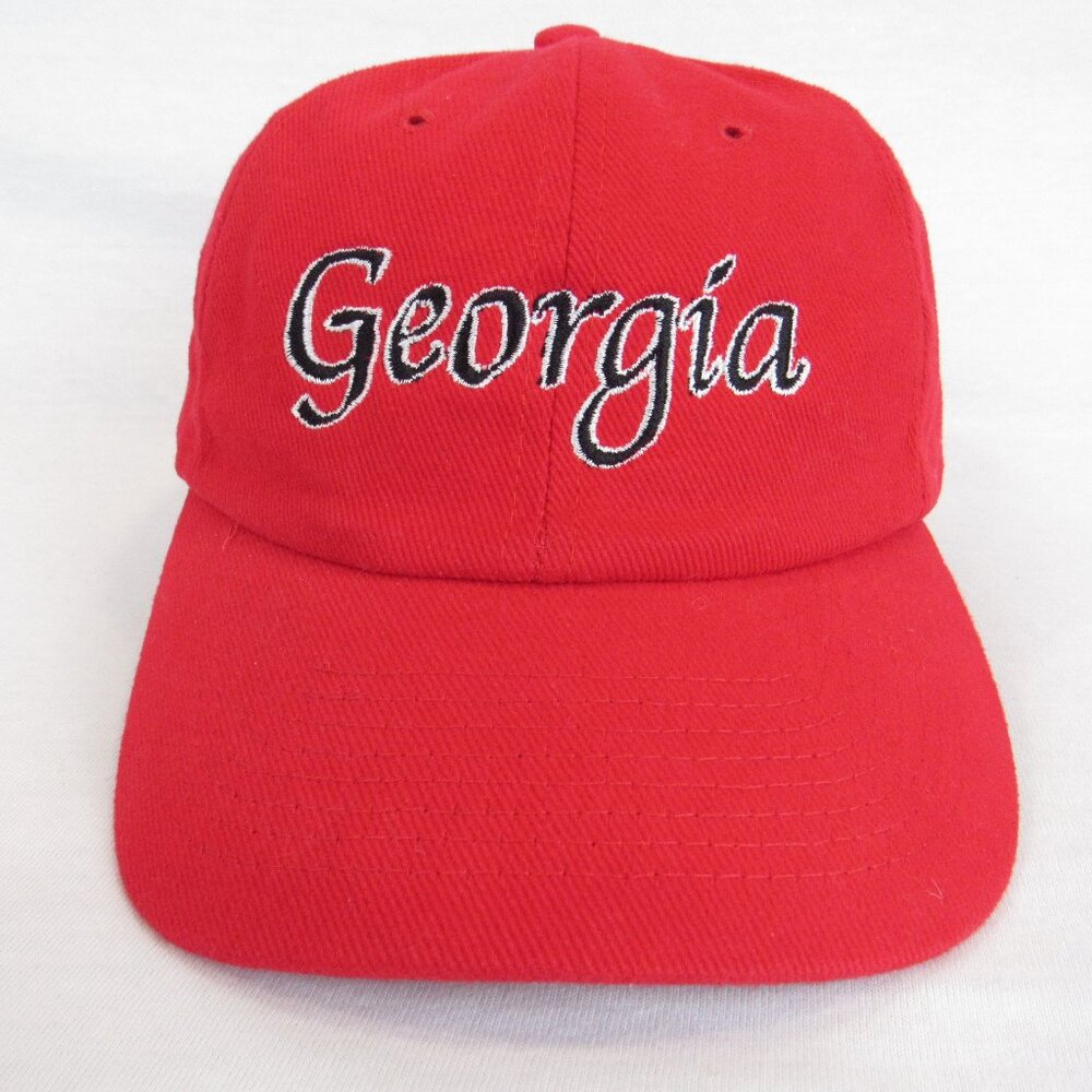 Georgia Nissun Embroidered Adjustable Men's Strapback Red Cap 6 Panel